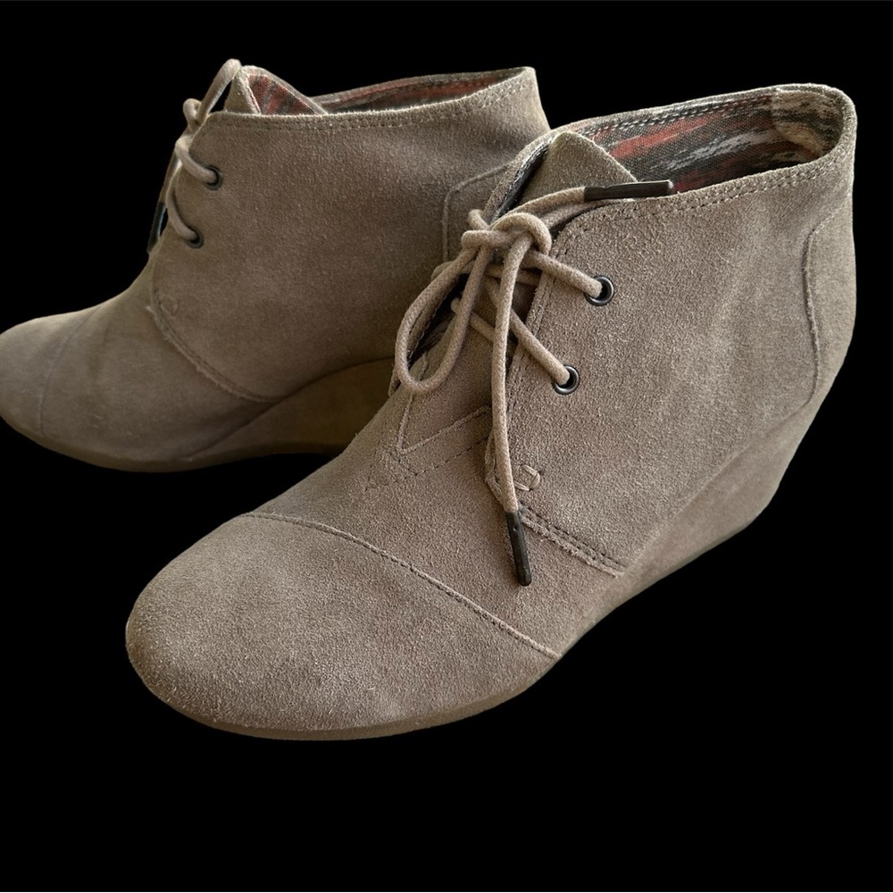 Toms Womens Desert Wedge Boot Taupe Suede Size 8.5 M - Picture 2 of 13